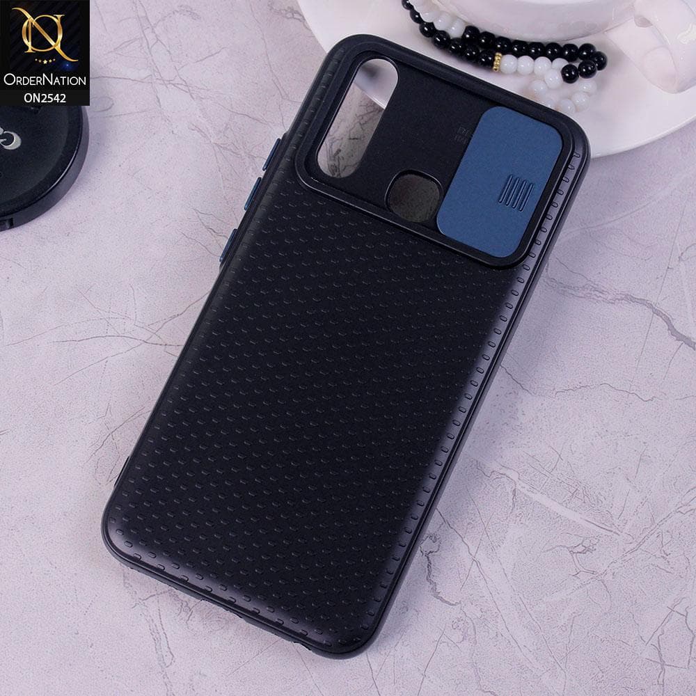 Vivo Y15 - Blue - New Style Dotted Texture Camera Slider Back Soft Case