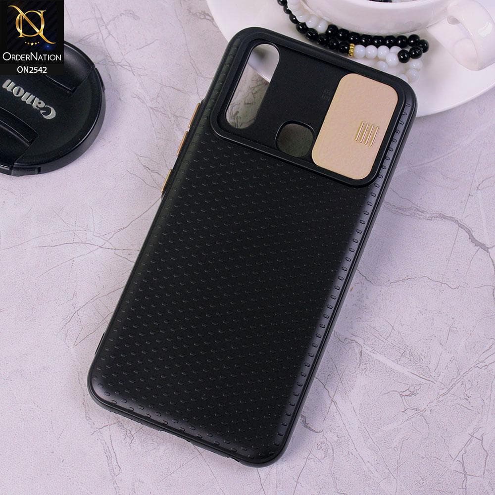 Vivo Y11 2019 - Golden - New Style Dotted Texture Camera Slider Back Soft Case