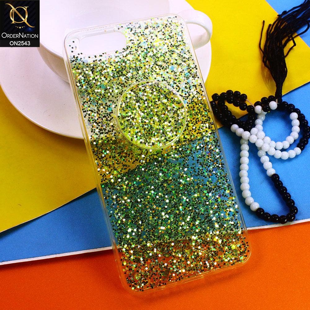 Oppo A3s Cover - Design 2 - New Fashion Bling Not Moving Glitter Soft Case With Pop Shocket - Glitter Does Not Move