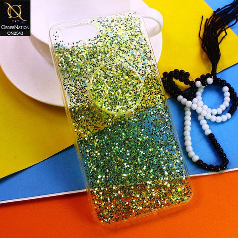 Oppo A12e Cover - Design 2 - New Fashion Bling Not Moving Glitter Soft Case With Pop Shocket - Glitter Does Not Move