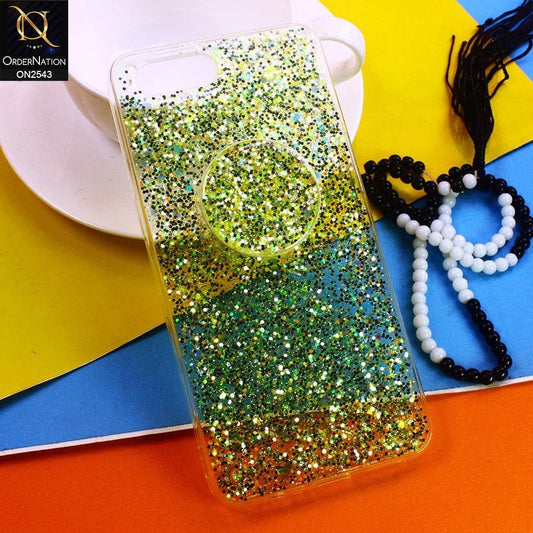 Oppo A5 Cover - Design 2 - New Fashion Bling Not Moving Glitter Soft Case With Pop Shocket - Glitter Does Not Move