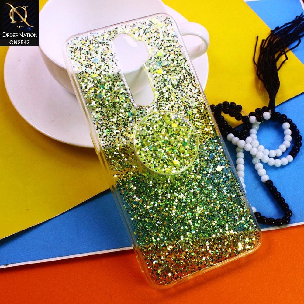 Oppo A9 2020 Cover - Design 2 - New Fashion Bling Not Moving Glitter Soft Case With Pop Shocket - Glitter Does Not Move