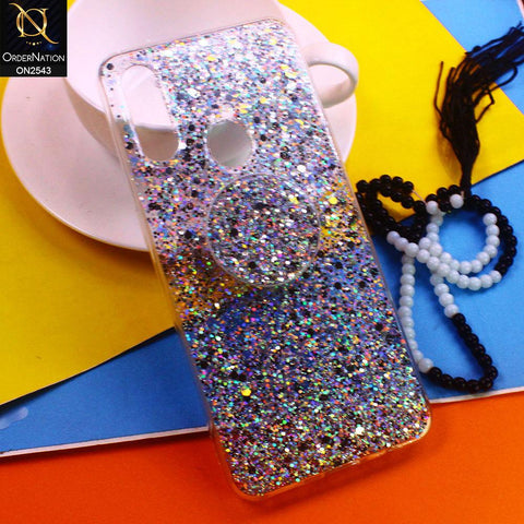 Oppo A8 Cover - Design 1 - New Fashion Bling Not Moving Glitter Soft Case With Pop Shocket - Glitter Does Not Move