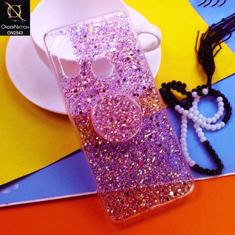 Oppo A8 Cover - Design 3 - New Fashion Bling Not Moving Glitter Soft Case With Pop Shocket - Glitter Does Not Move