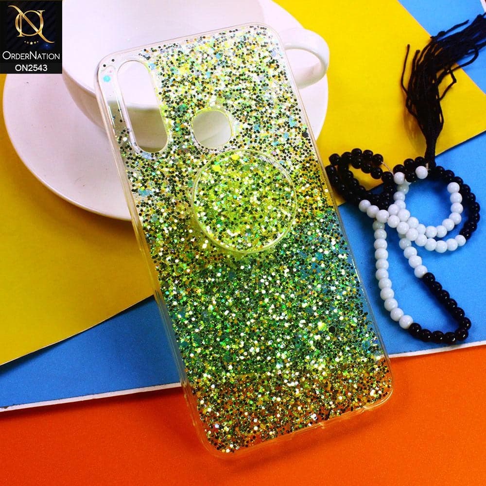 Vivo Y15 Cover - Design 2 - New Fashion Bling Not Moving Glitter Soft Case With Pop Shocket - Glitter Does Not Move