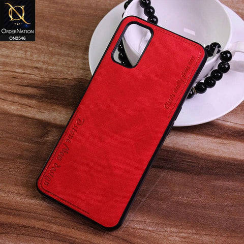 Oppo A72 Cover - Red - New Design Jeans Texture Leather Soft Case