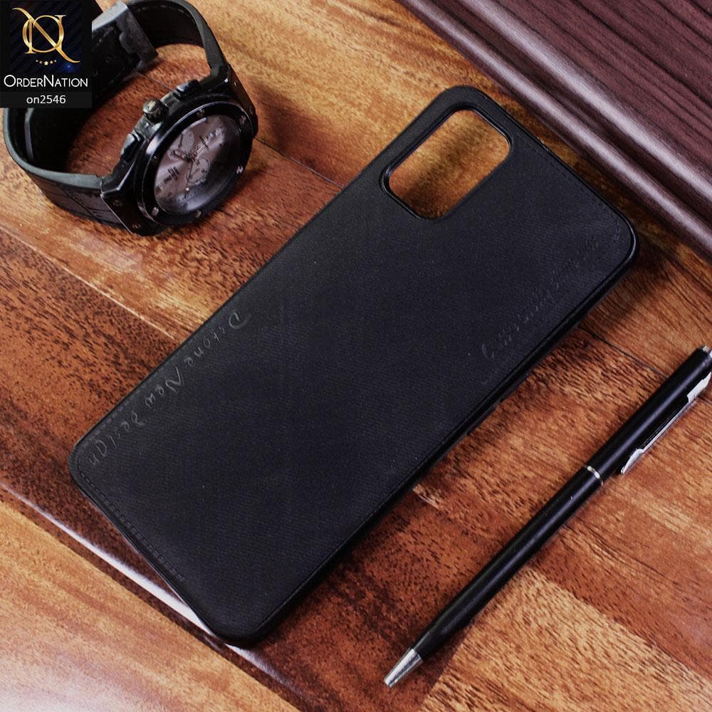 Oppo A52 Cover - Black - New Design Jeans Texture Leather Soft Case