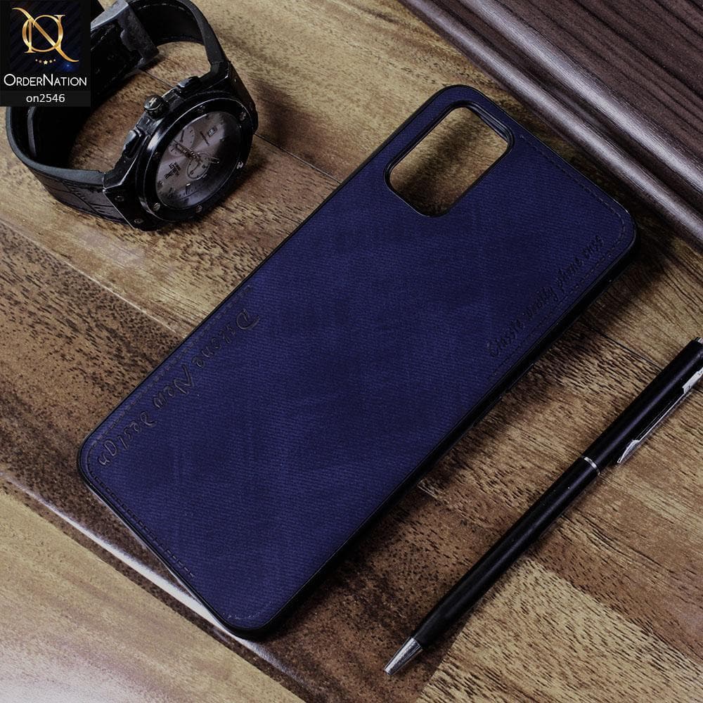 Oppo A92 Cover - Blue - New Design Jeans Texture Leather Soft Case