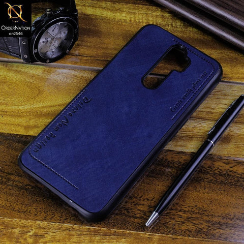 Oppo A9 2020 Cover - Blue - New Design Jeans Texture Leather Soft Case