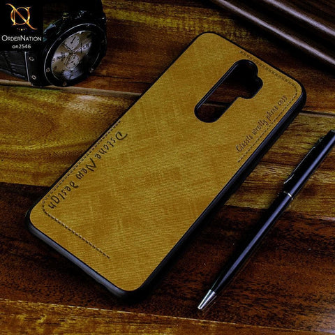 Oppo A9 2020 Cover - Light Brown - New Design Jeans Texture Leather Soft Case