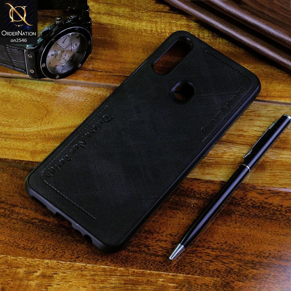 Oppo A8 Cover - Black - New Design Jeans Texture Leather Soft Case