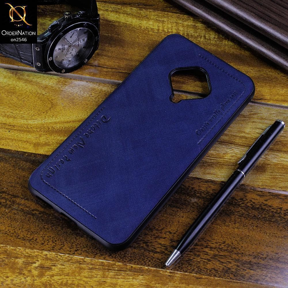 Vivo S1 Pro Cover - Blue - New Design Jeans Texture Leather Soft Case