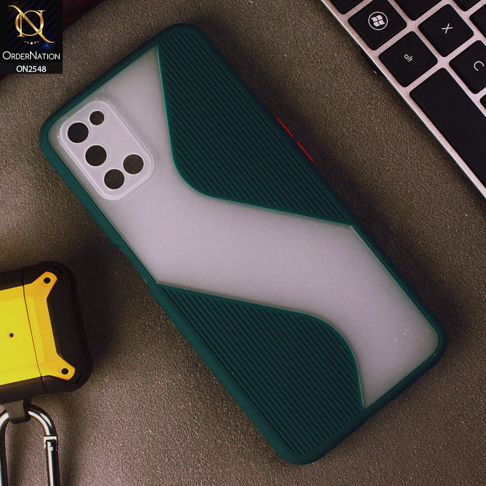 Oppo A92 Cover - Green - New Ziggy Line Wavy Style Soft Case