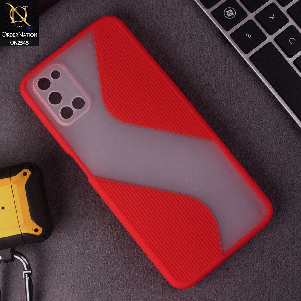Oppo A92 Cover - Red - New Ziggy Line Wavy Style Soft Case
