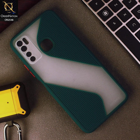 Tecno Camon 15 Cover - Green - New Ziggy Line Wavy Style Soft Case