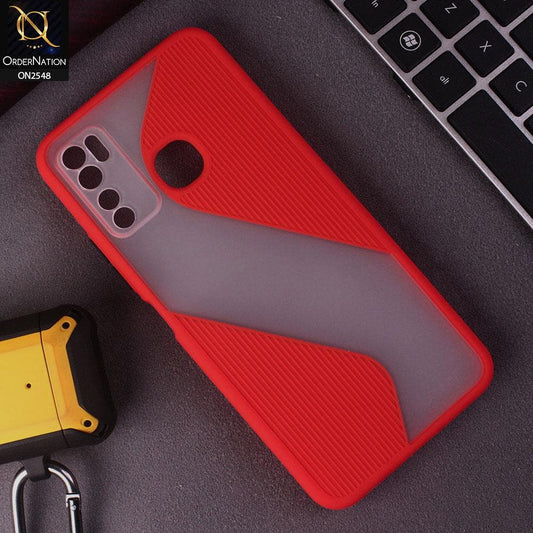 Tecno Camon 15 Cover - Red - New Ziggy Line Wavy Style Soft Case