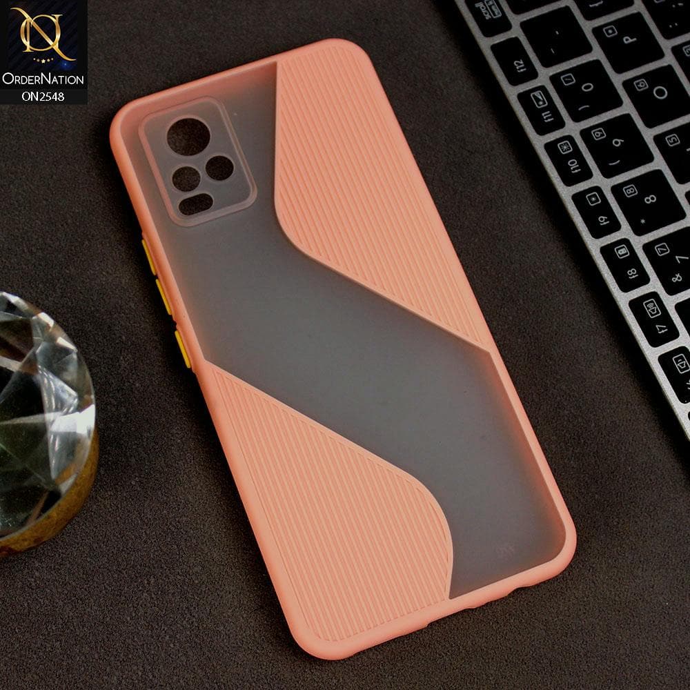 Vivo V20 Cover - Pink - New Ziggy Line Wavy Style Soft Case