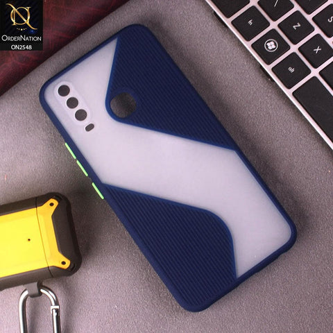 Vivo Y12 Cover - Blue - New Ziggy Line Wavy Style Soft Case