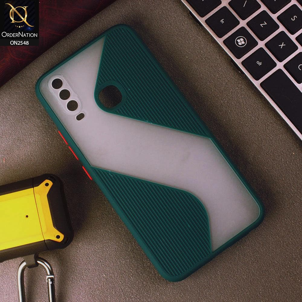 Vivo Y17 Cover - Green - New Ziggy Line Wavy Style Soft Case