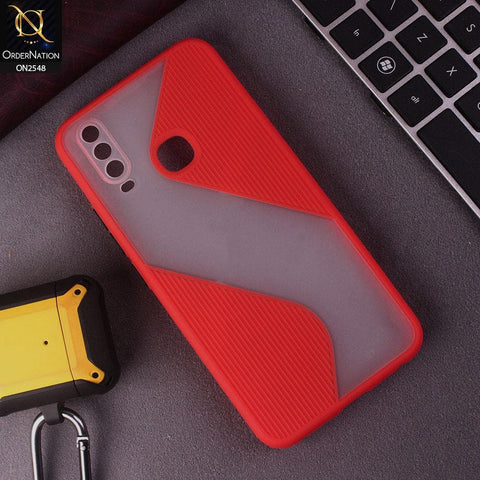 Vivo Y12 Cover - Red - New Ziggy Line Wavy Style Soft Case