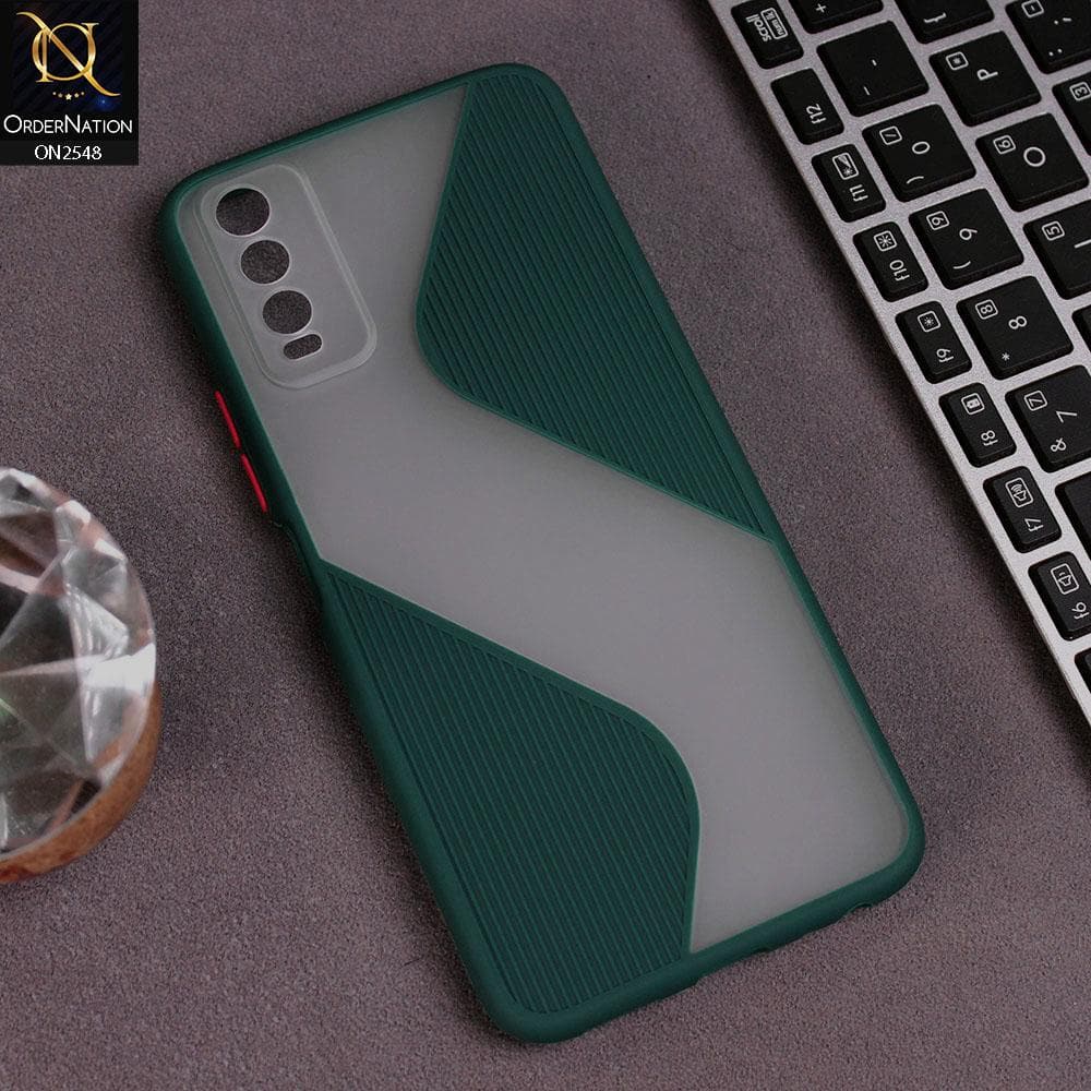 Vivo Y20 Cover - Green - New Ziggy Line Wavy Style Soft Case