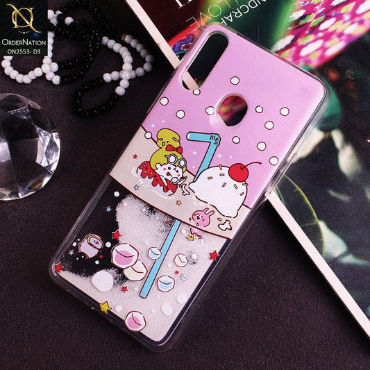 Samsung Galaxy A20s Cover - Design 3 - New Stylish Ice Cream Shake 3D Moving Liquid Glitter Case