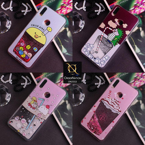 Samsung Galaxy A20s Cover - Design 2 - New Stylish Ice Cream Shake 3D Moving Liquid Glitter Case