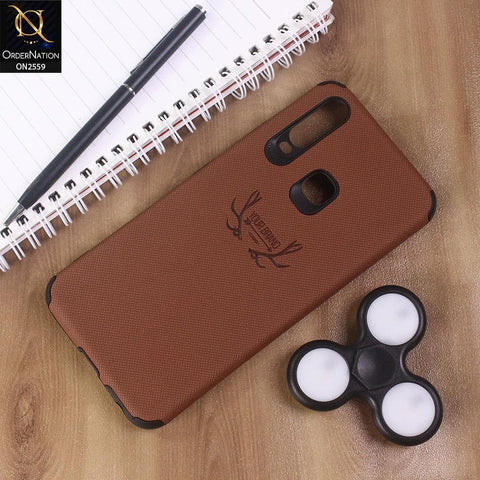 Vivo Y15 - Brown - New Dot Texture PU Leather Soft Case