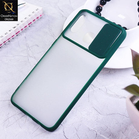 Samsung Galaxy A30 Cover - Green - Translucent Matte Shockproof Camera Slide Protection Case