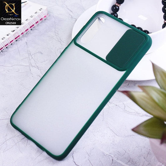 Samsung Galaxy A50s Cover - Green - Translucent Matte Shockproof Camera Slide Protection Case