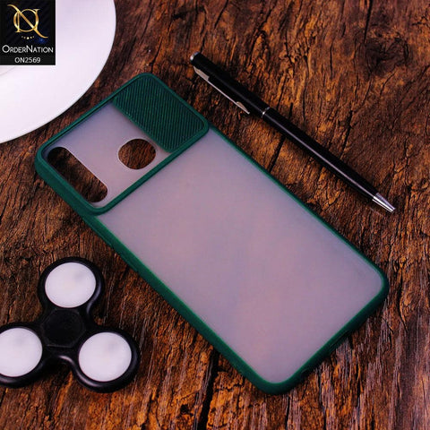 Infinix Hot 8 Cover - Green - Translucent Matte Shockproof Camera Slide Protection Case