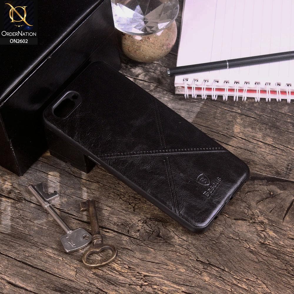 Oppo A5 Cover - Black - New Style Basaus X-Cross Leather Soft Case