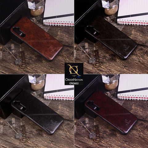 Oppo A31 Cover - Dark Brown - New Style Basaus X-Cross Leather Soft Case