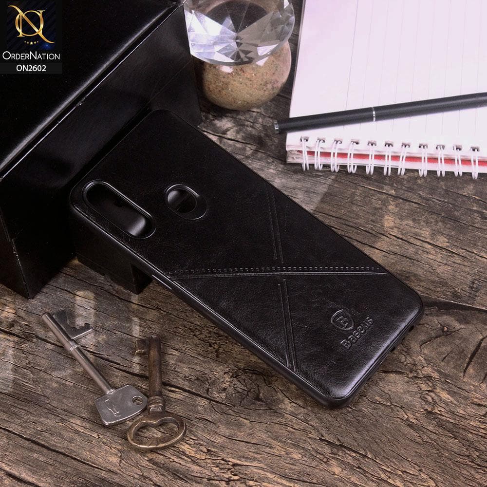 Oppo A31 Cover - Black - New Style Basaus X-Cross Leather Soft Case