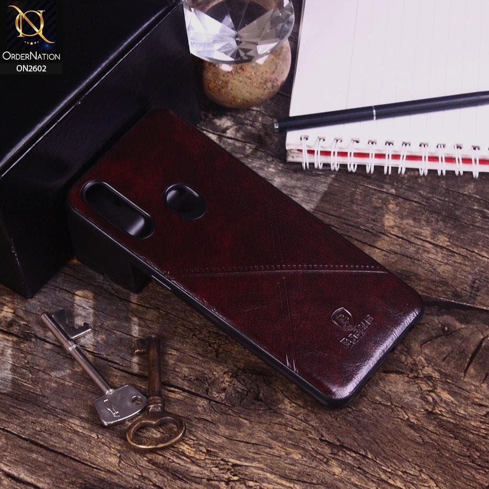 Oppo A31 Cover - Dark Brown - New Style Basaus X-Cross Leather Soft Case