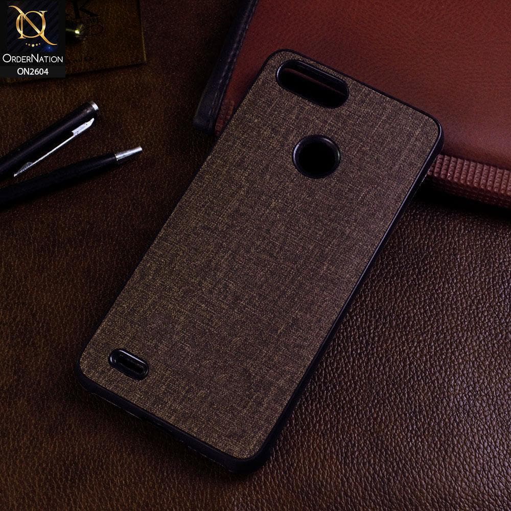 Tecno Pop 2 F Cover - Brown - New Fabric Soft Silicone Logo Case