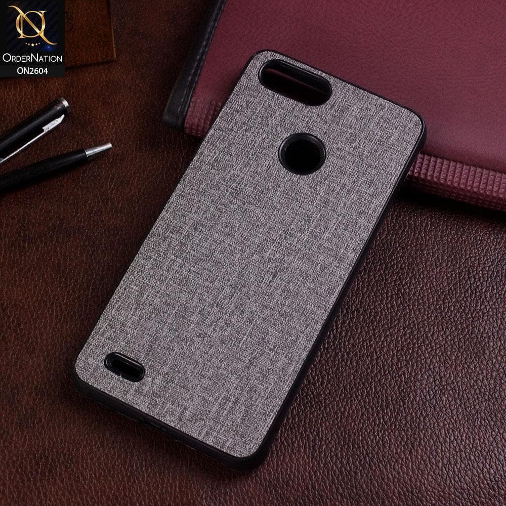 Tecno Pop 2 F Cover - Gray - New Fabric Soft Silicone Logo Case