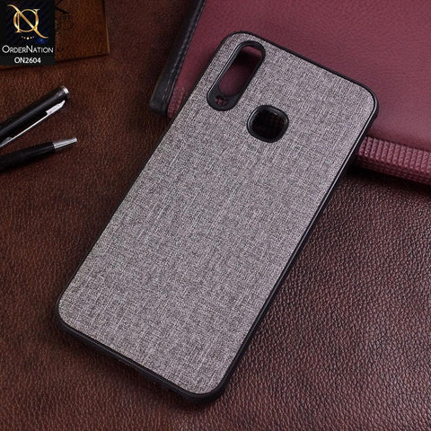 Vivo Y17 Cover - Gray - New Fabric Soft Silicone Logo Case