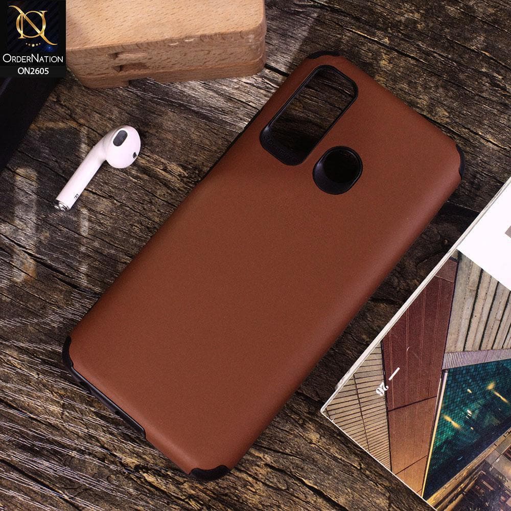 Tecno Camon 15 - Brown - Matte Colorful Soft Pu Leather Case