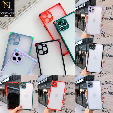 Oppo A53 Cover - Purple - Square Style Semi Tranparent Color Soft Frame Matte Hard Case