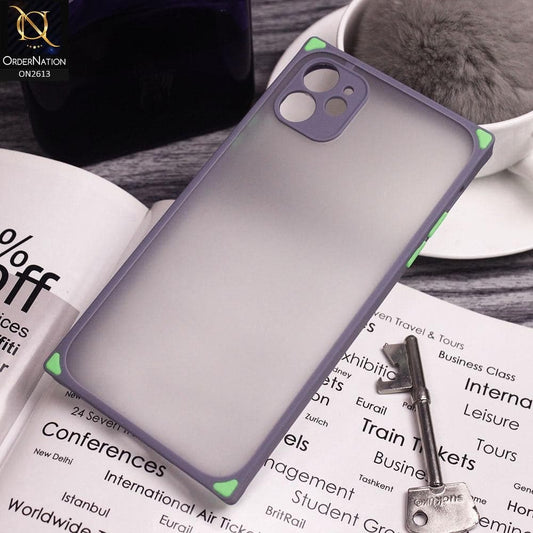 iPhone 11 - Gray Cover - Square Style Semi Tranparent Color Soft Frame Matte Hard Case