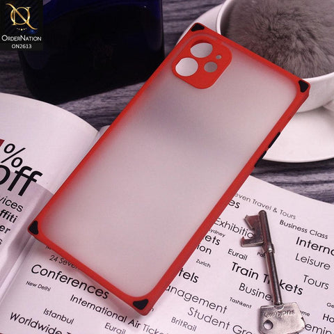 iPhone 11 Cover - Red - Square Style Semi Tranparent Color Soft Frame Matte Hard Case