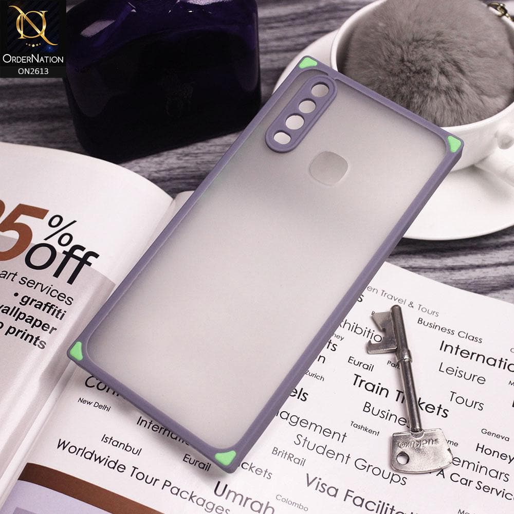 Vivo Y12 Cover - Gray - Square Style Semi Tranparent Color Soft Frame Matte Hard Case