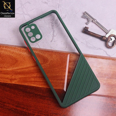 Samsung Galaxy A31 Cover - Green - New Stylish Dual Touch Transparent Soft Triangle Case