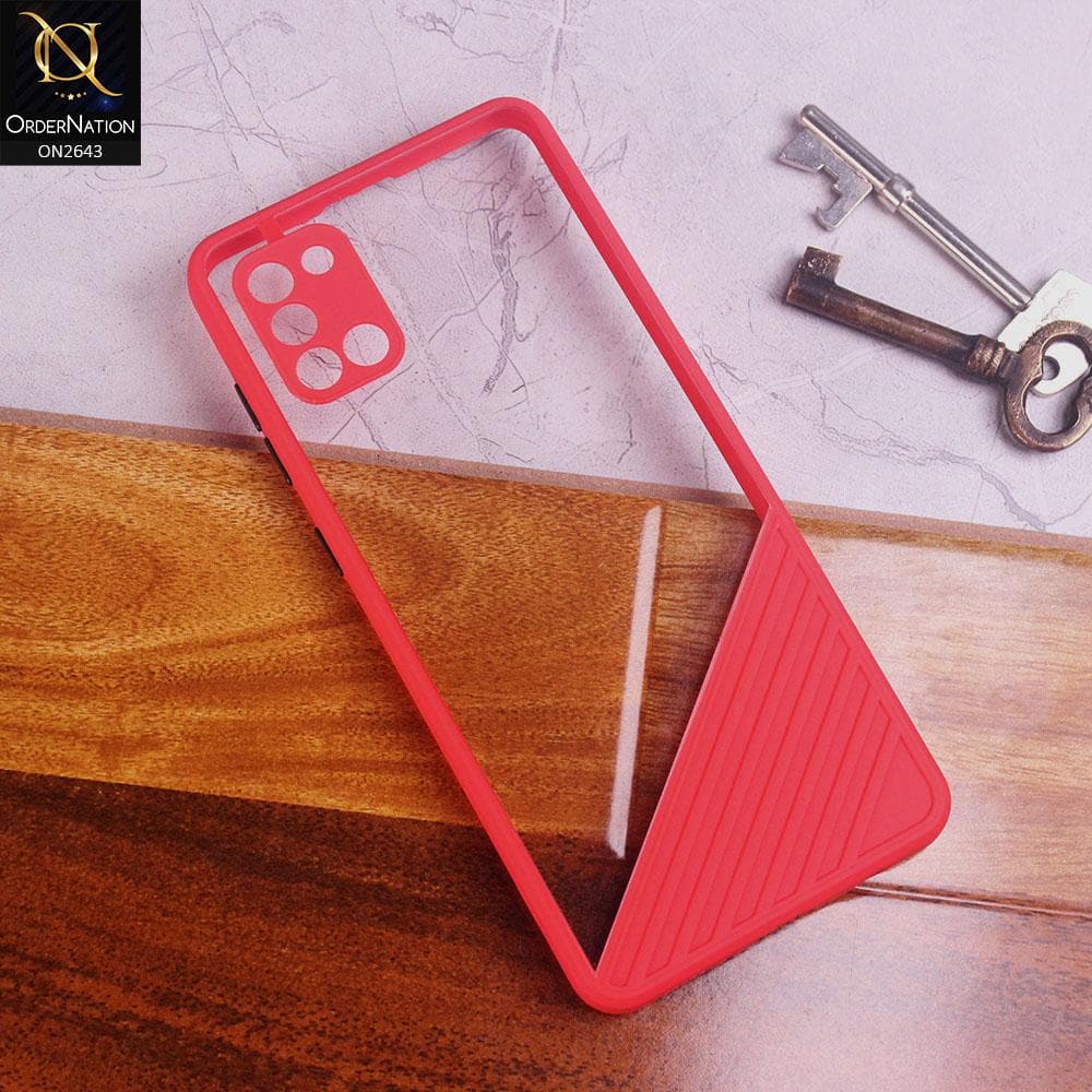 Samsung Galaxy A31 Cover - Red - New Stylish Dual Touch Transparent Soft Triangle Case