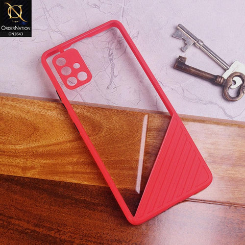 Samsung Galaxy A51 Cover - Red - New Stylish Dual Touch Transparent Soft Triangle Case