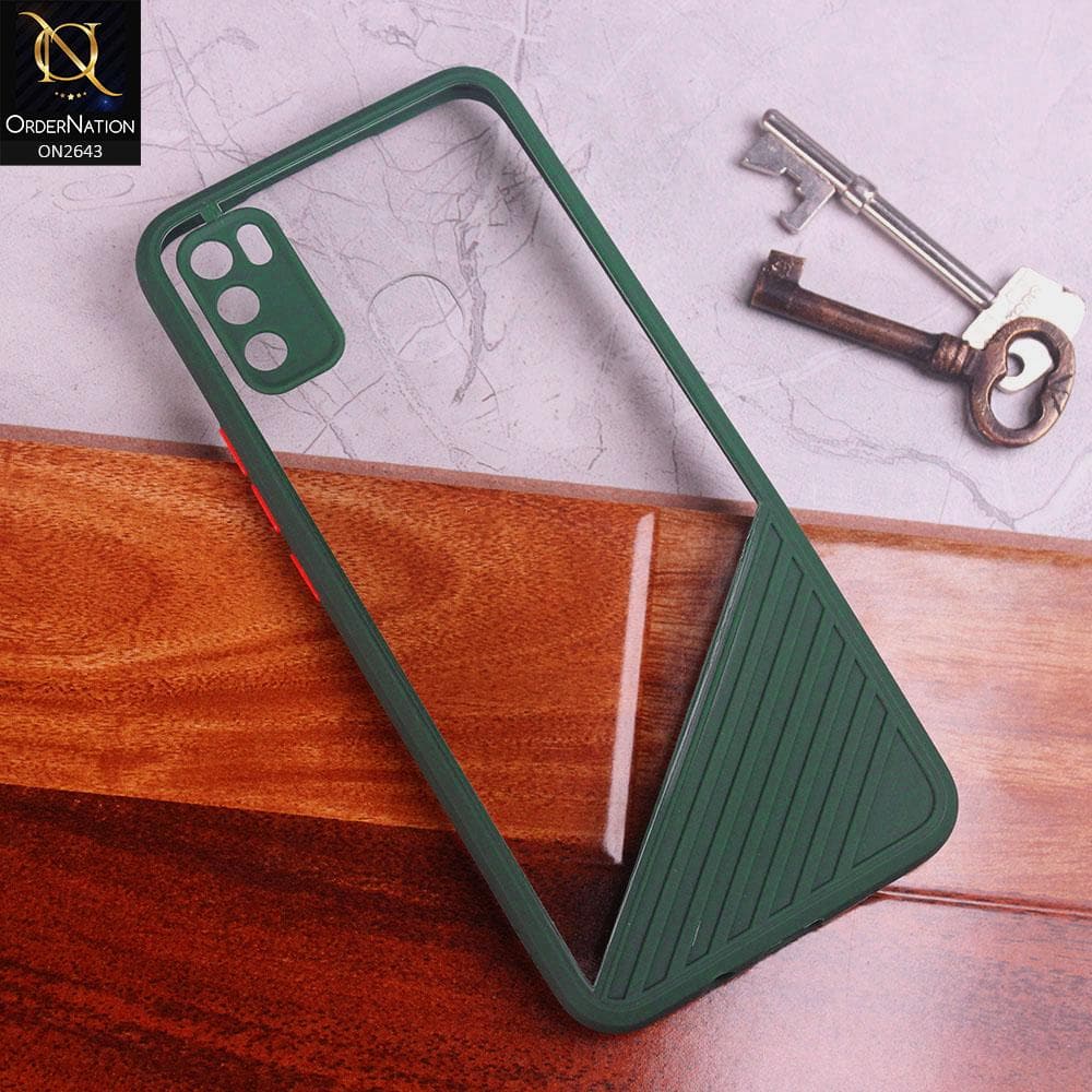 Infinix Hot 9 Play Cover - Green - New Stylish Dual Touch Transparent Soft Triangle Case