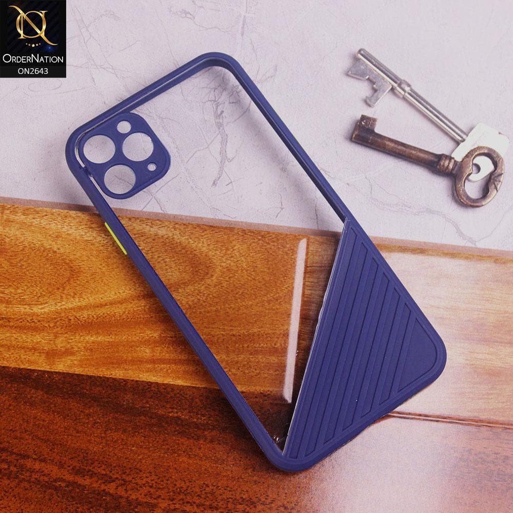 iPhone 11 Pro Cover - Blue - New Stylish Dual Touch Transparent Soft Triangle Case