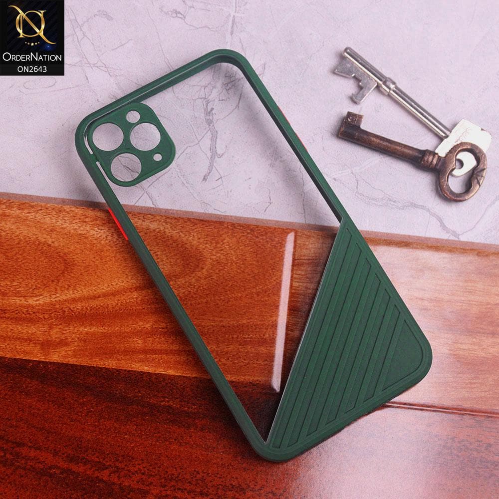 iPhone 11 Pro Cover - Green - New Stylish Dual Touch Transparent Soft Triangle Case