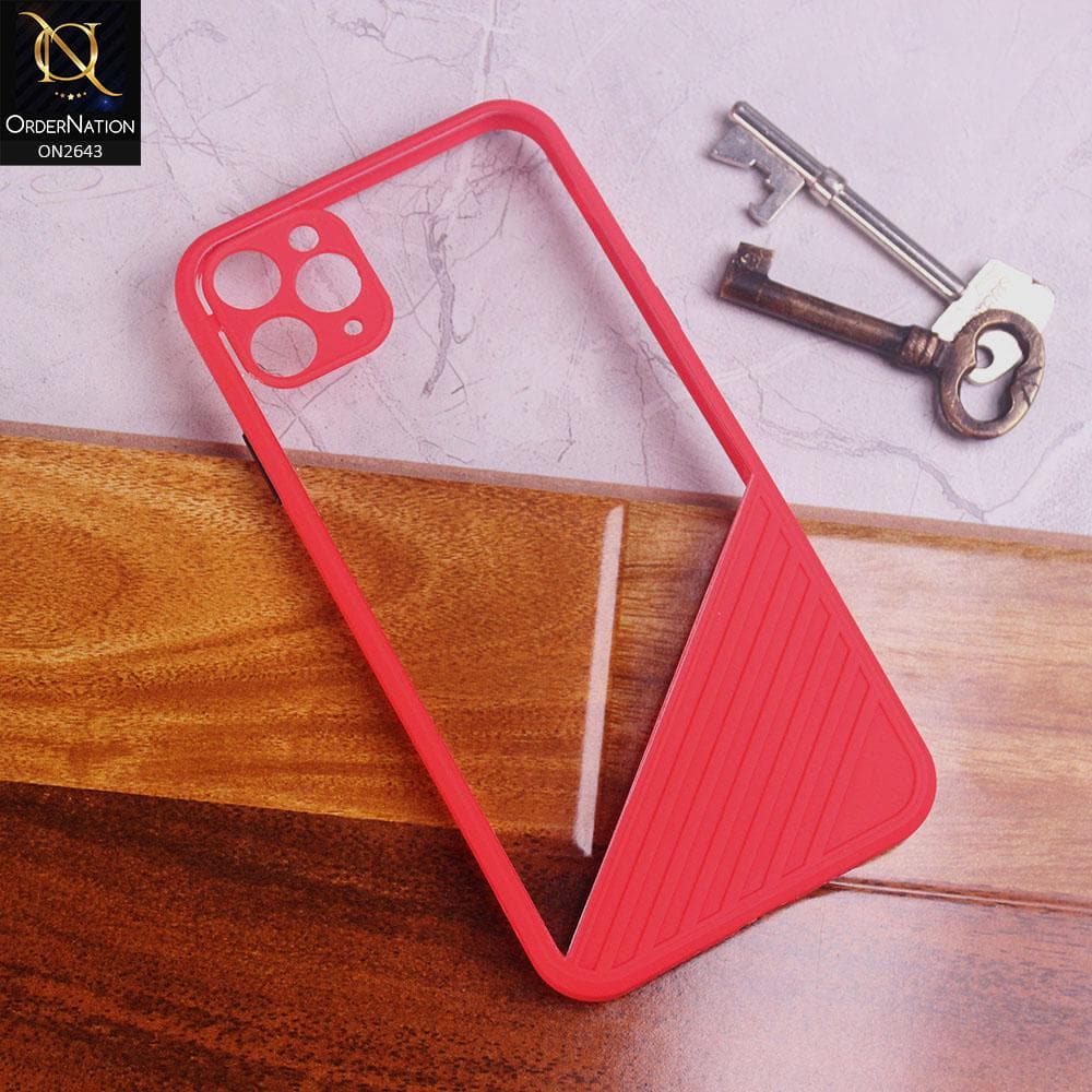 iPhone 11 Pro Cover - Red - New Stylish Dual Touch Transparent Soft Triangle Case